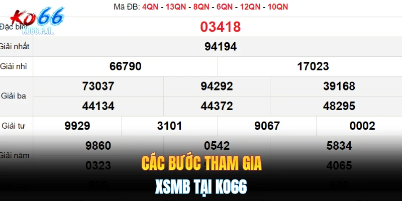 Các bước tham gia XSMB tại KO66